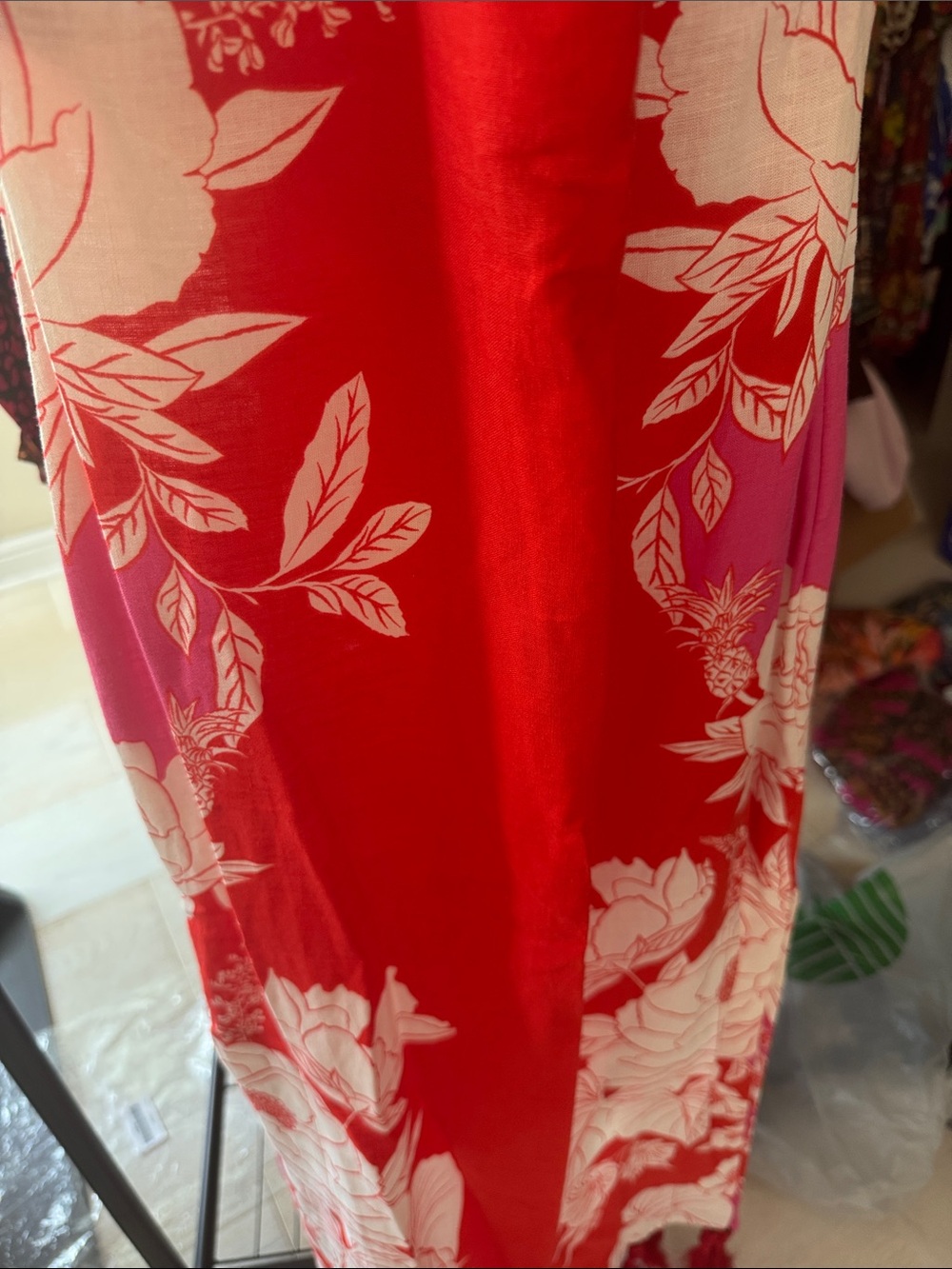 FARM Rio Red & White Backless Floral Halter Dress - Picture 4 of 11
